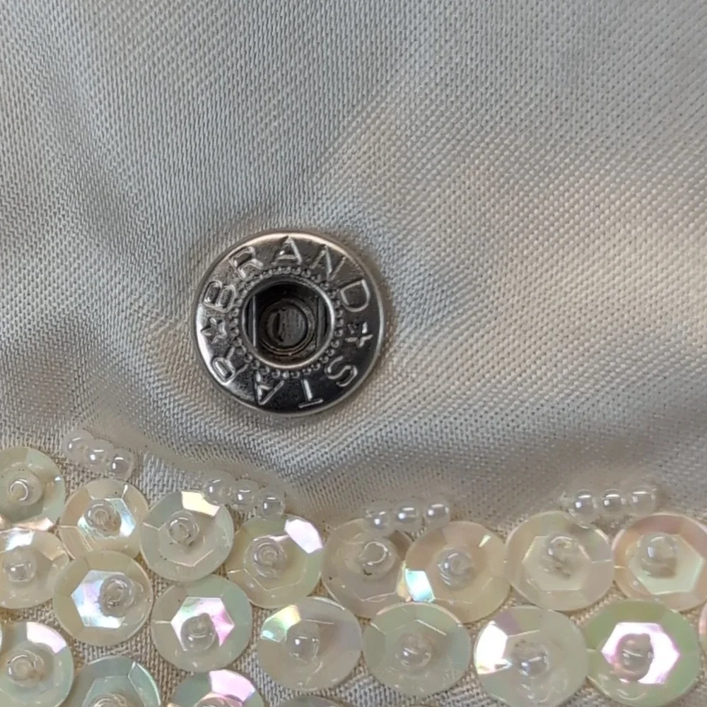 Vintage La Regale Ltd Ivory Beaded Sequin Clutch Shoulder Bag Snap Closure Lined